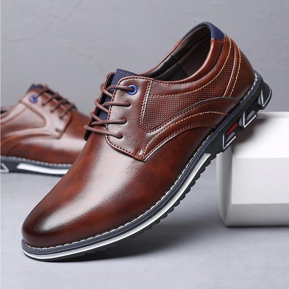 Men's Business casual Dress Shoes Comfortable Oxford Superior Flexural Leather - Picture 4 of 10